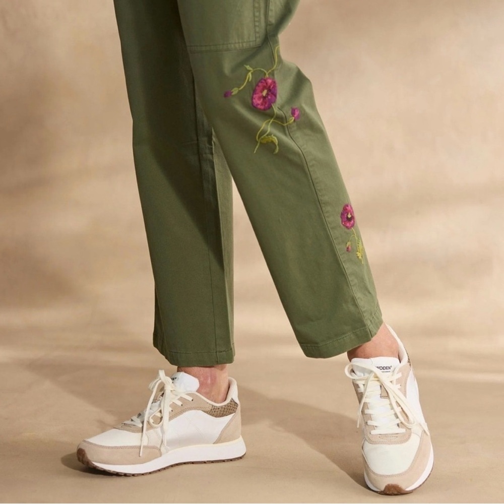 NWT Sundance Melissa Embroidered Olive Green Cargo Pants - Picture 3 of 13
